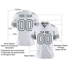 White Silver-Black Classic Mesh Authentic Football Jersey 2