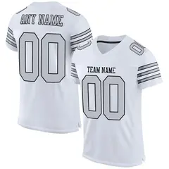 White Silver-Black Classic Mesh Authentic Football Jersey 1