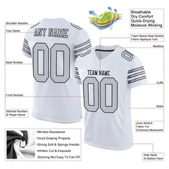 White Silver-Black Classic Mesh Authentic Football Jersey 2