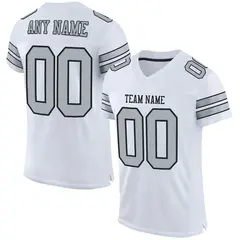 White Silver-Black Classic Mesh Authentic Football Jersey 1
