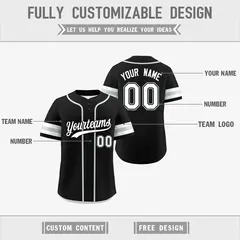 White Silver Black Reversible Two-Button Baseball Jersey 3