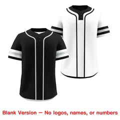 White Silver Black Reversible Two-Button Baseball Jersey 9