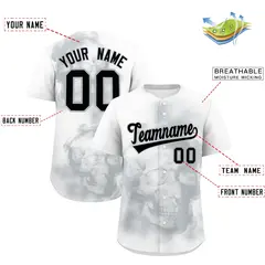 White Silver Black Skeleton Graffiti Baseball Jersey 2