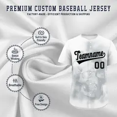 White Silver Black Skeleton Graffiti Baseball Jersey 4