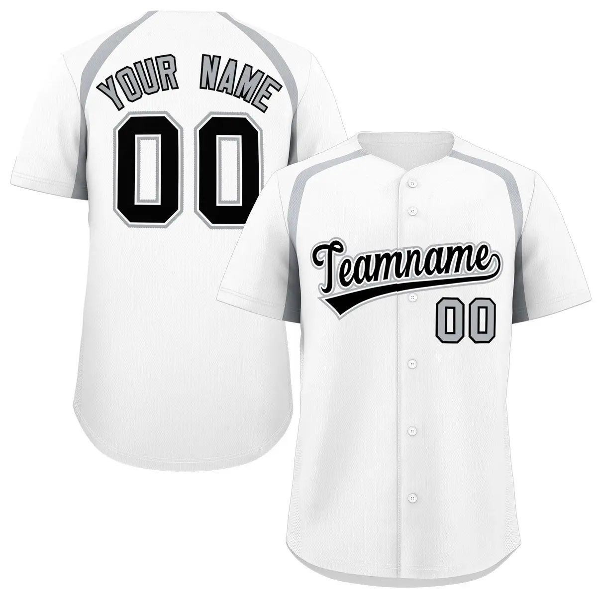 White Silver Color Block Authentic Baseball Jersey