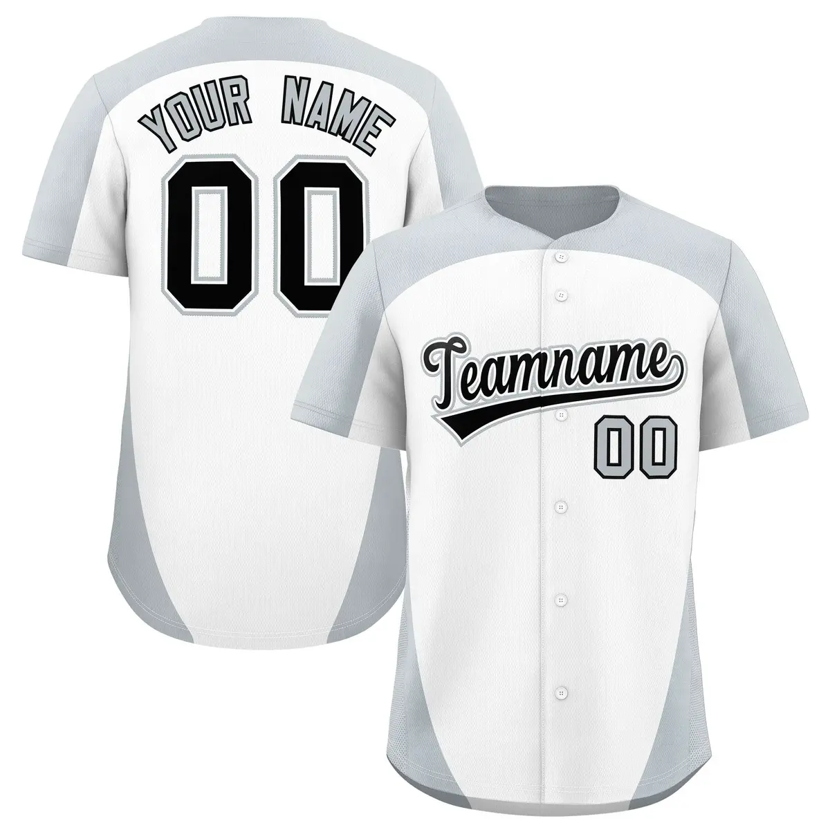 White Silver Edge Color Block Authentic Baseball Jersey