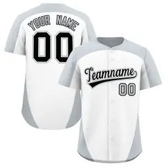 White Silver Edge Color Block Authentic Baseball Jersey