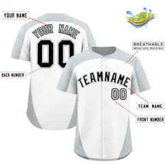 White Silver Edge Color Block Authentic Baseball Jersey 13