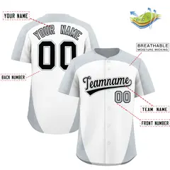 White Silver Edge Color Block Authentic Baseball Jersey 2