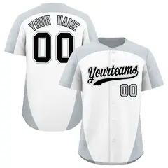 White Silver Edge Color Block Authentic Baseball Jersey 22