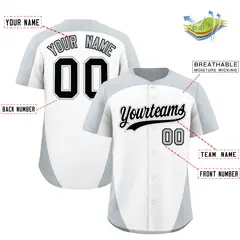 White Silver Edge Color Block Authentic Baseball Jersey 23