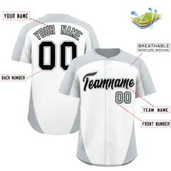 White Silver Edge Color Block Authentic Baseball Jersey 8