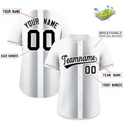 White Silver Lapel Gradient Fashion Baseball Jersey 2