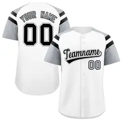 White Silver Raglan Sleeves Contrast Baseball Jersey