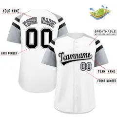 White Silver Raglan Sleeves Contrast Baseball Jersey 2