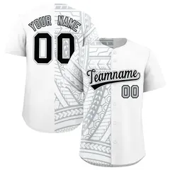 White Silver Split Tribal Baseball Jersey