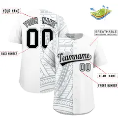 White Silver Split Tribal Baseball Jersey 2