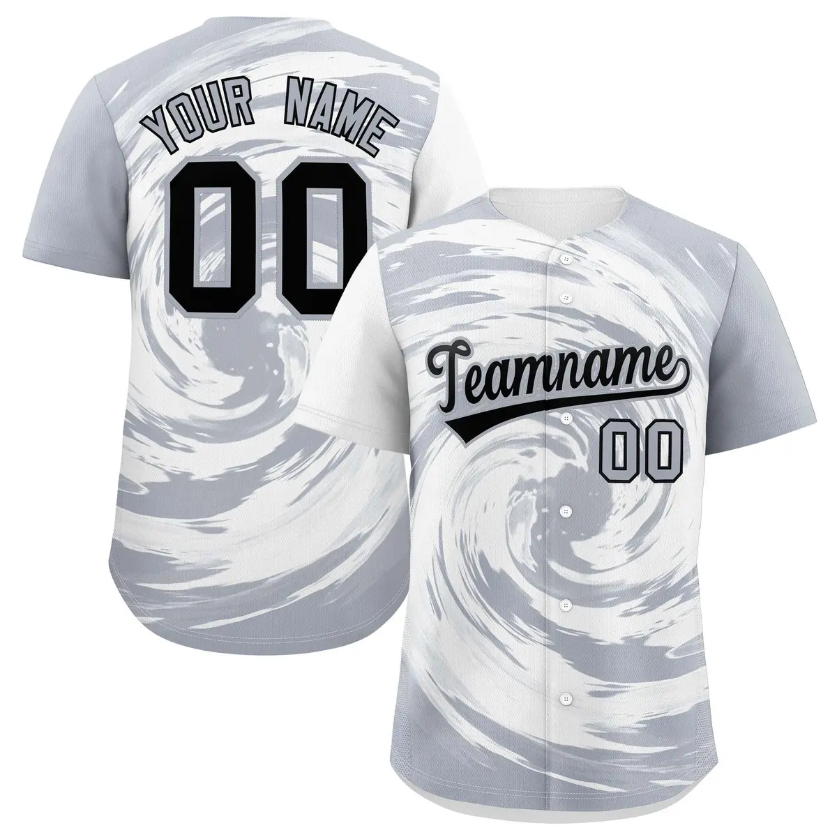 White Silver Swirl Graffiti Baseball Jersey