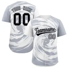 White Silver Swirl Graffiti Baseball Jersey