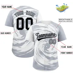 White Silver Swirl Graffiti Baseball Jersey 2
