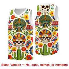 White Skeleton Mexican Colors Graffiti Basketball Jersey 6