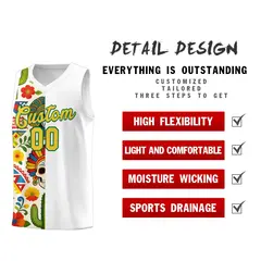White Skeleton Mexican Colors Graffiti Basketball Jersey 2