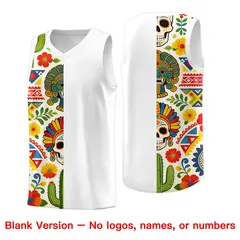 White Skeleton Mexican Colors Graffiti Basketball Jersey 6