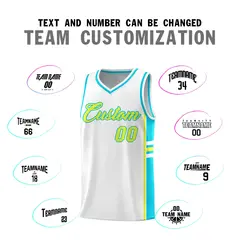 White Sky Blue Classic Color Block Varsity Basketball Jersey 4