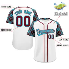 White Sky Blue-Crimson Raglan Sleeves Baseball Jersey 2