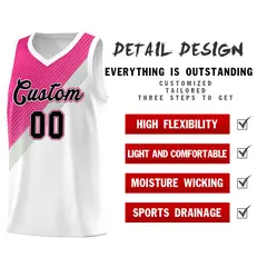 White Sky Blue Gray Diagonal Stripes Color Block Basketball Jersey 2