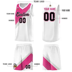 White Sky Blue Gray Diagonal Stripes Color Block Basketball Jersey 5
