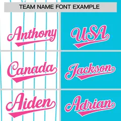 White Sky Blue Pink Pinstripe Raglan Baseball Jersey 3