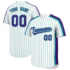 White Sky Blue Pinstripe Two-tone Side Baseball Jersey