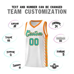 White Sky Blue Side Symmetrical Line Pattern Basketball Jersey 4