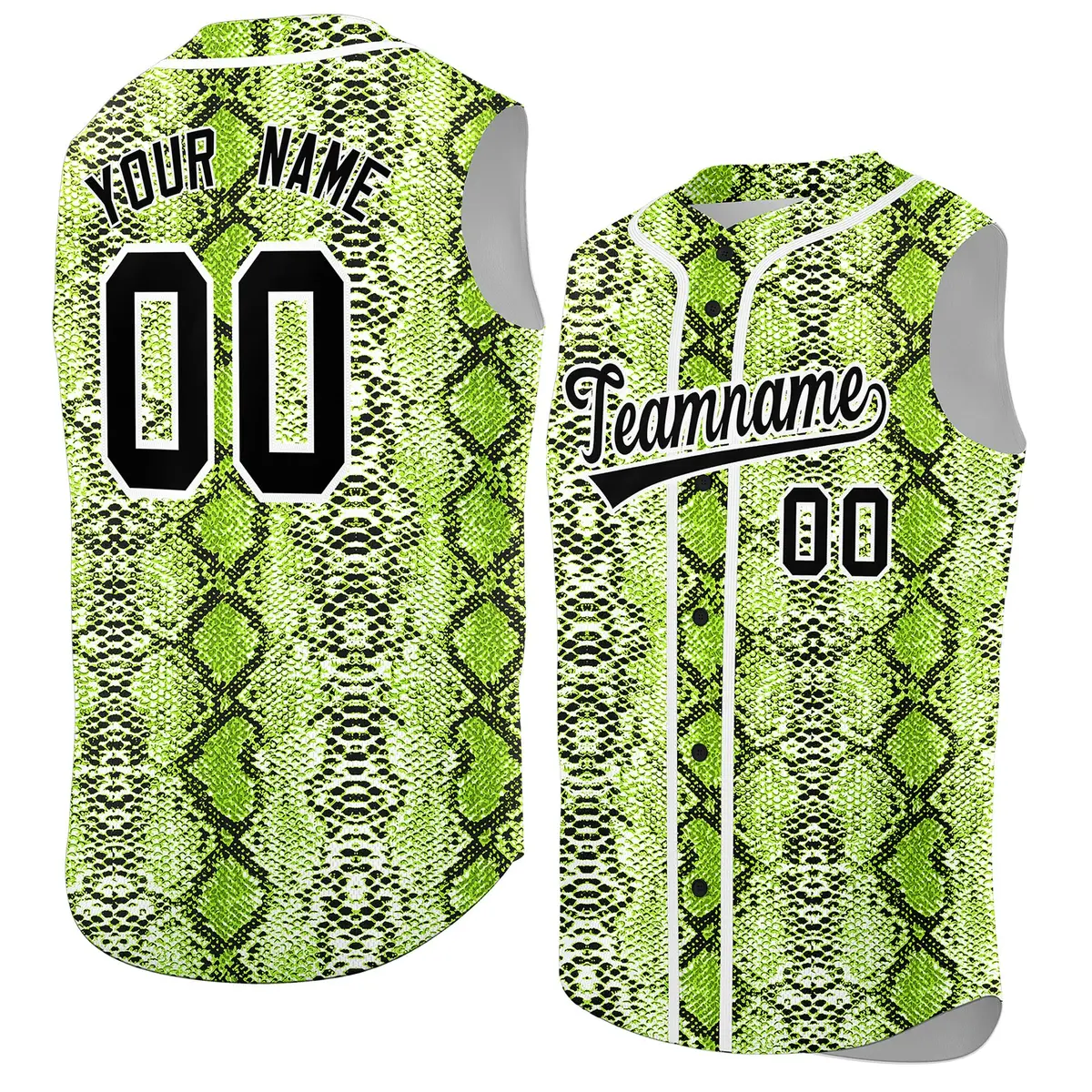 White Snakeskin Pattern Sleeveless Baseball Jersey