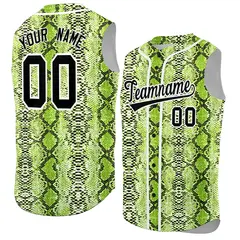 White Snakeskin Pattern Sleeveless Baseball Jersey