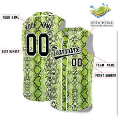 White Snakeskin Pattern Sleeveless Baseball Jersey 2