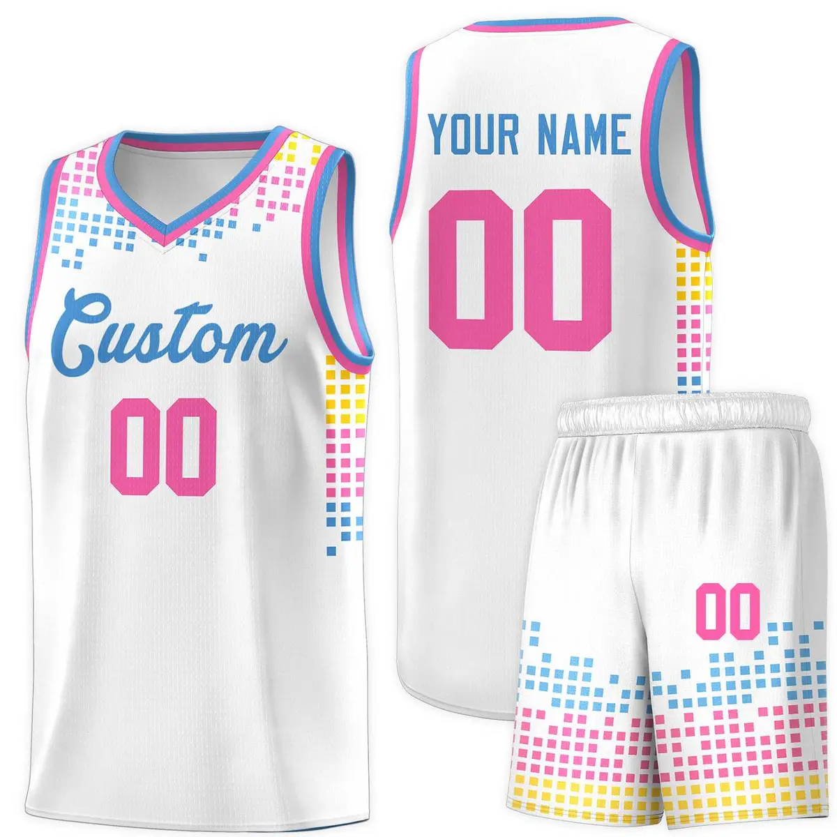 White Square Grid Graffiti Pattern Sports Basketball Jersey