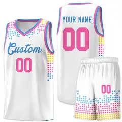 White Square Grid Graffiti Pattern Sports Basketball Jersey