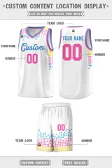 White Square Grid Graffiti Pattern Sports Basketball Jersey 2