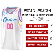 White Square Grid Graffiti Pattern Sports Basketball Jersey 4