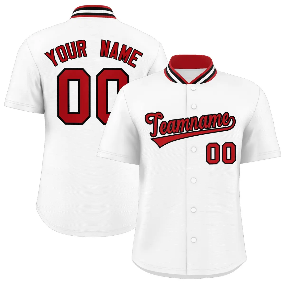White Stand Collar Classic Baseball Jersey