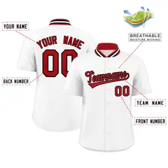 White Stand Collar Classic Baseball Jersey 2