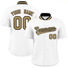 White Stand Collar Classic Baseball Jersey