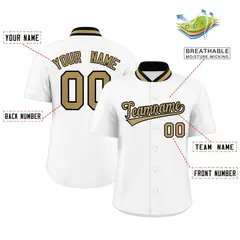 White Stand Collar Classic Baseball Jersey 2