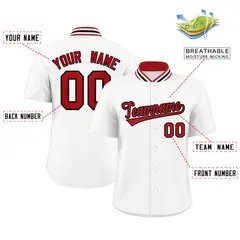 White Stand Collar Classic Baseball Jersey 2