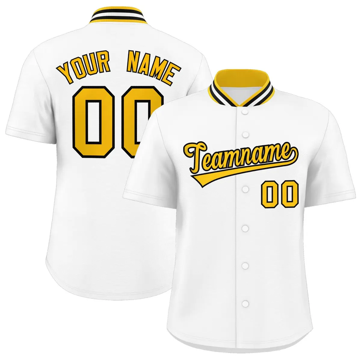 White Stand Collar Classic Baseball Jersey