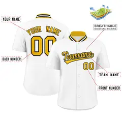 White Stand Collar Classic Baseball Jersey 2