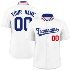 White Stand Collar Classic Baseball Jersey