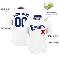 White Stand Collar Classic Baseball Jersey 2